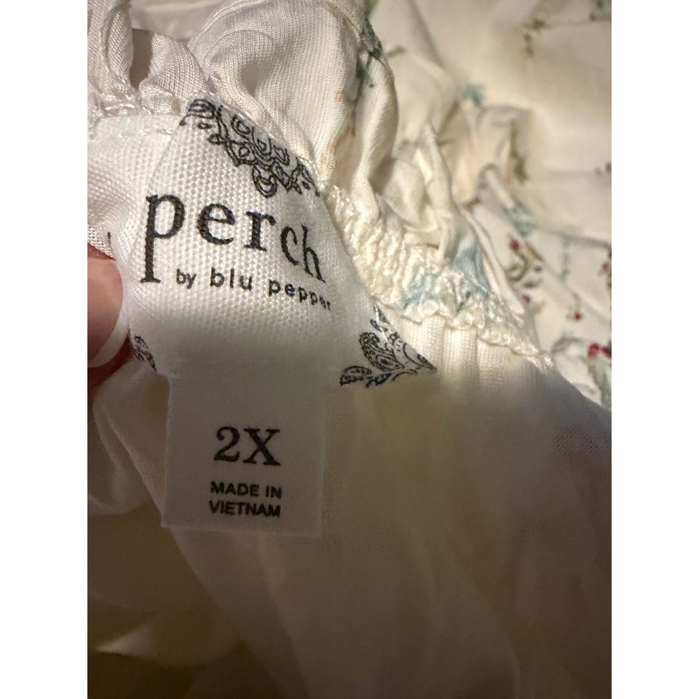 Perch by Blu Pepper Floral Smocked Waist Tiered Maxi Dress White 2X Cottagecore - Picture 2 of 11